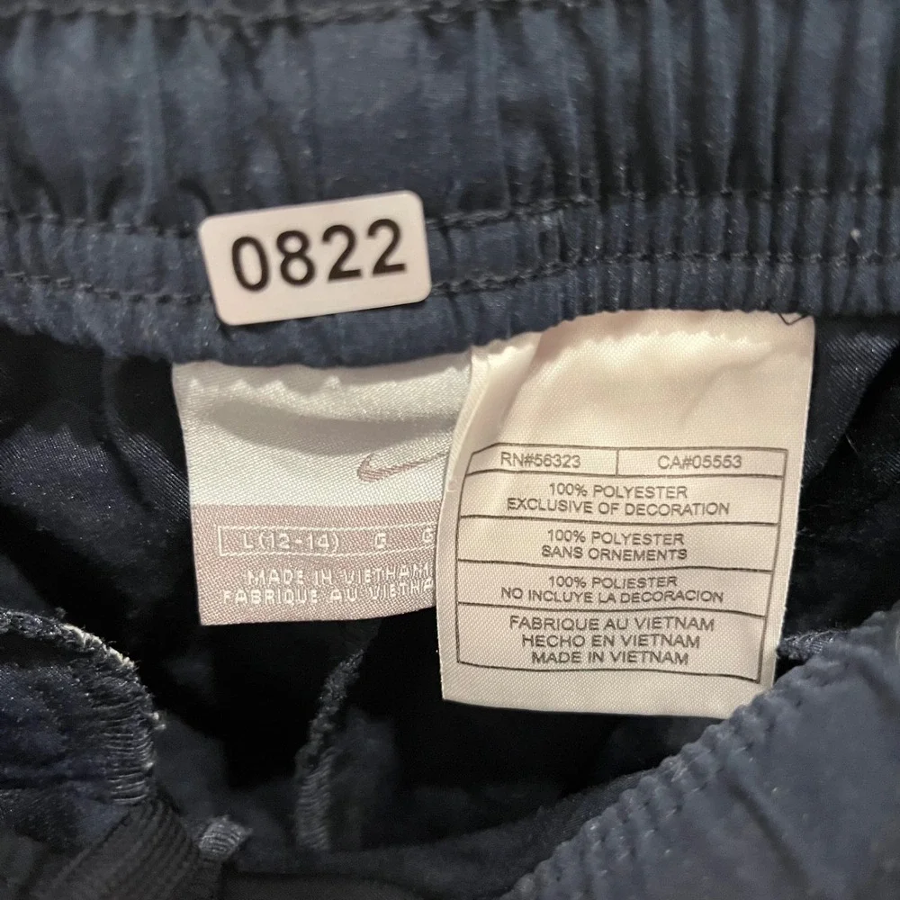 Nike Boys Navy Blue White Side Stripe Track Pants Mesh Inset Size Large 12-14